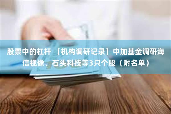 股票中的杠杆 【机构调研记录】中加基金调研海信视像、石头科技等3只个股（附名单）